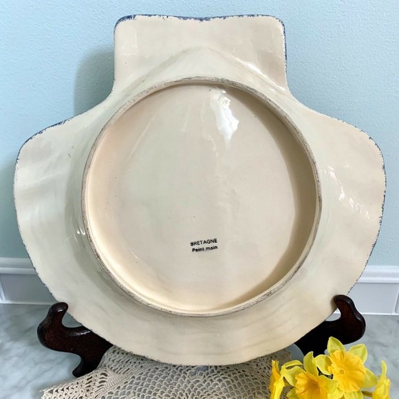 Shell Shape Dish Peasant Country Couple Hand Painted Faience Bretagne Fran… - Picture 7 of 10